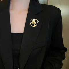 Personalized Custom Large Initial Letter Engraved Brooch