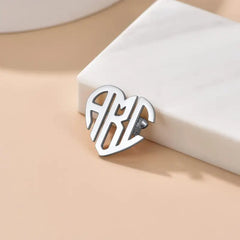 Personalized Monogram Letter Heart Brooch