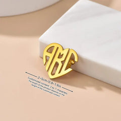 Personalized Monogram Letter Heart Brooch