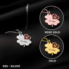 Custom Name Engraved Four Leaf Clover Necklace