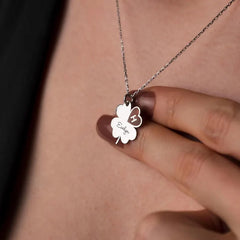 Custom Name Engraved Four Leaf Clover Necklace