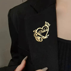 Personalized Custom Name Designer Heart Brooch