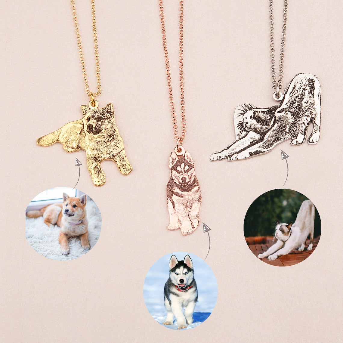 Engraved pet hot sale portrait necklace