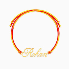 Custom Name Rakhi for Brother – 18K Gold Plated Signature Style - Handcrafted by Jeluxa