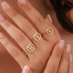 Personalized Dainty Initial Diamond Ring