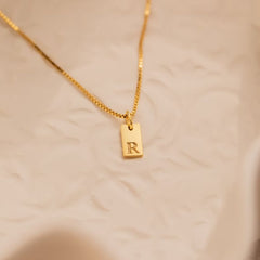 Personalized Dainty Initial Tag Pendant-Necklace