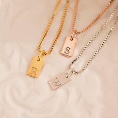 Personalized Dainty Initial Tag Pendant-Necklace