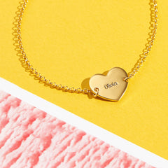 Personalized Engraved Heart Charm Name Anklet