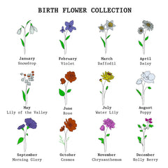 Personalized Name-Birth Colorful Flower Necklace