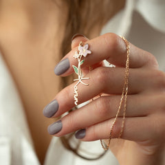 Personalized Name-Birth Colorful Flower Necklace