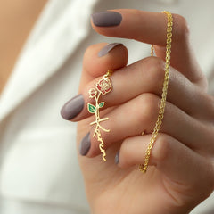 Personalized Name-Birth Colorful Flower Necklace