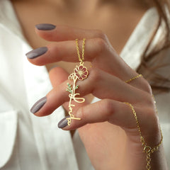 Personalized Name-Birth Colorful Flower Necklace