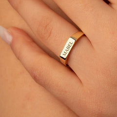 Personalized Name Engraved Signet Ring For Men And Women