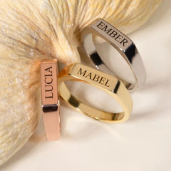 Personalized Name Engraved Signet Ring For Men And Women