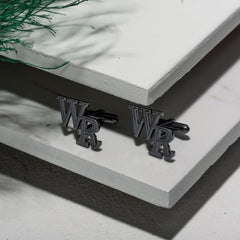 Personalized unique Textured Initial Grooms Cufflinks