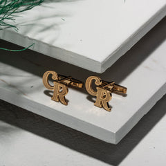 Personalized unique Textured Initial Grooms Cufflinks