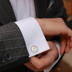 Round Initial and Name Dress Shirt Cufflinks