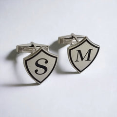 Shield Shape Monogram Initial Cufflinks