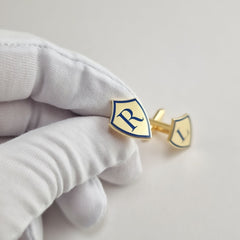 Shield Shape Monogram Initial Cufflinks