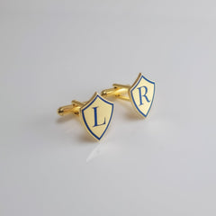 Shield Shape Monogram Initial Cufflinks