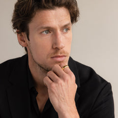 Sterling Silver Handcraft Thick Half Round Fingerprint Ring