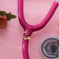 Personalized Stethoscope Birth flower Doctor Name I'D Tag