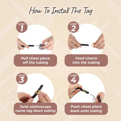 Personalized Stethoscope Birth flower Doctor Name I'D Tag