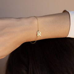 Stylish Font Initial Letter Bracelet For Women