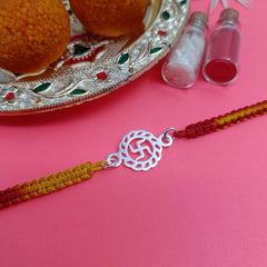 Swastik Pure Sterling Silver Rakhi For Your Lovely Brother