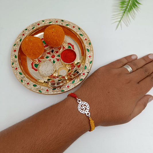 Swastik Pure Sterling Silver Rakhi For Your Lovely Brother