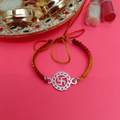 Swastik Pure Sterling Silver Rakhi For Your Lovely Brother