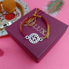 Swastik Pure Sterling Silver Rakhi For Your Lovely Brother