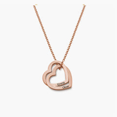 Personalized Two Heart Engraved Name Necklace