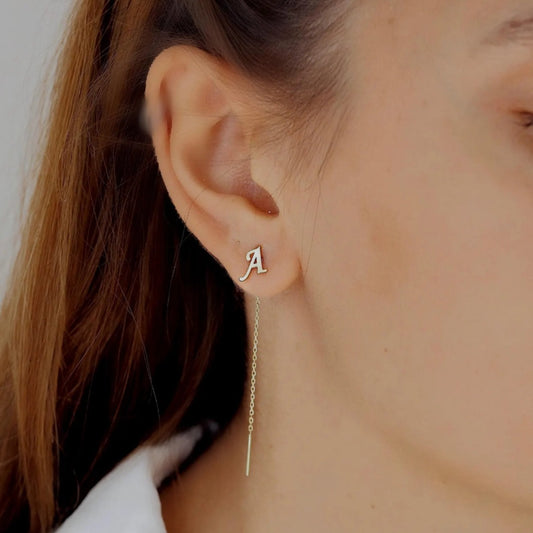 Personalized Initial Letter Threader Earrings