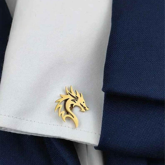 Unique Dragon Head Cufflink for Men