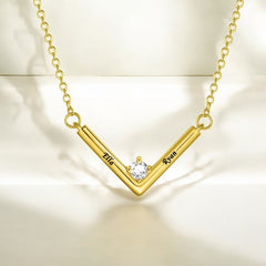 Custom Name V-Shaped Bar Necklace