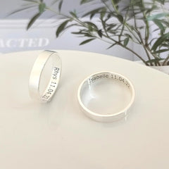 Personalized Text Engraved Couple Ring Set