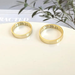 Personalized Text Engraved Couple Ring Set