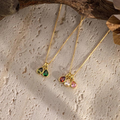 Elegant Teardrop Family Birthstone Necklace
