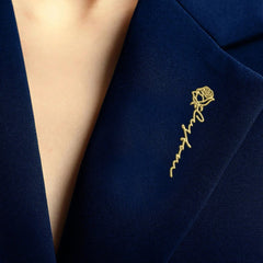 Custom Name Birth Flower Lapel Brooch