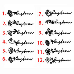 Custom Name Birth Flower Lapel Brooch