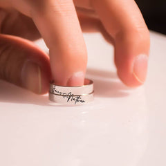 Handwriting Cross Engraving Couple Ring