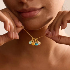 Elegant Teardrop Family Birthstone Necklace