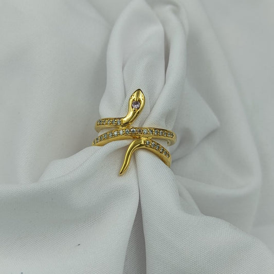 Gold Plated Diamond Snake ring