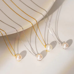 925 Sterling Silver Minimalist Pearl Necklace