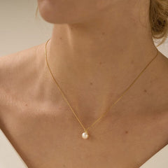 925 Sterling Silver Minimalist Pearl Necklace