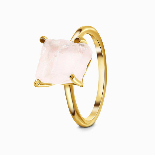 925 sterling Silver Raw Crystal Petite Rose Quartz Ring