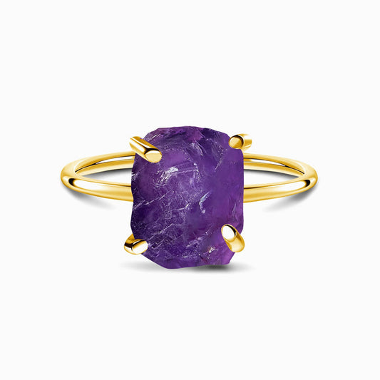 925 sterling Silver Raw Crystal Petite Amethyst Ring