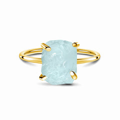 925 sterling Silver Raw Crystal Petite Aquamarine Ring