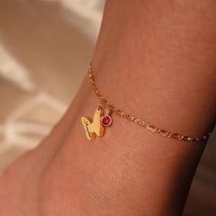 Butterfly Name Birthstone Anklet